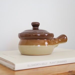 Vintage French Onion Soup Crock Stoneware Bowl with Lid